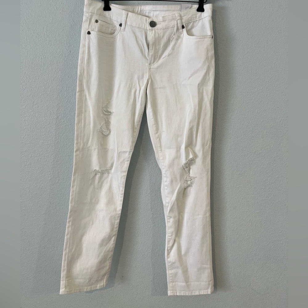 Kut From The Kloth Katy Boyfriend‎ Jeans Optic White Denim Stretch Size 10 NWT